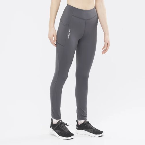 Grey Salomon Cross Warm 28'' Women's Running Tights | IE SK9072